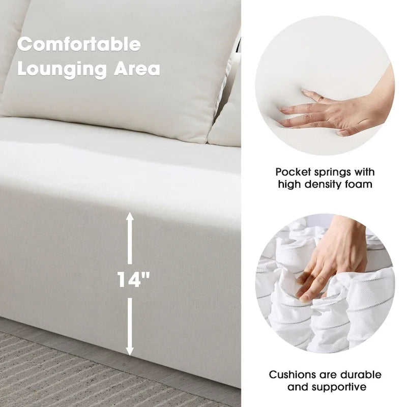 Set divano componibile per soggiorno 109x68, divano letto imbottito in stile moderno minimalista