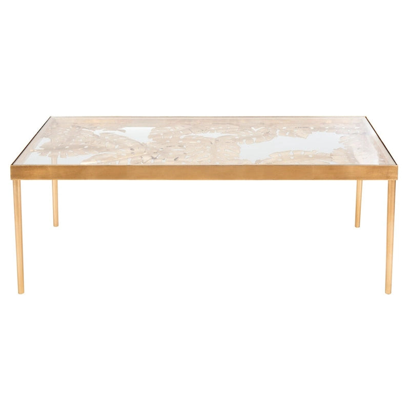 Tavolino da Caffè in Foglie di Palma 24x47,5x18 Pollici – Tavolino Stile Bohemien Tropicale per Soggiorno
