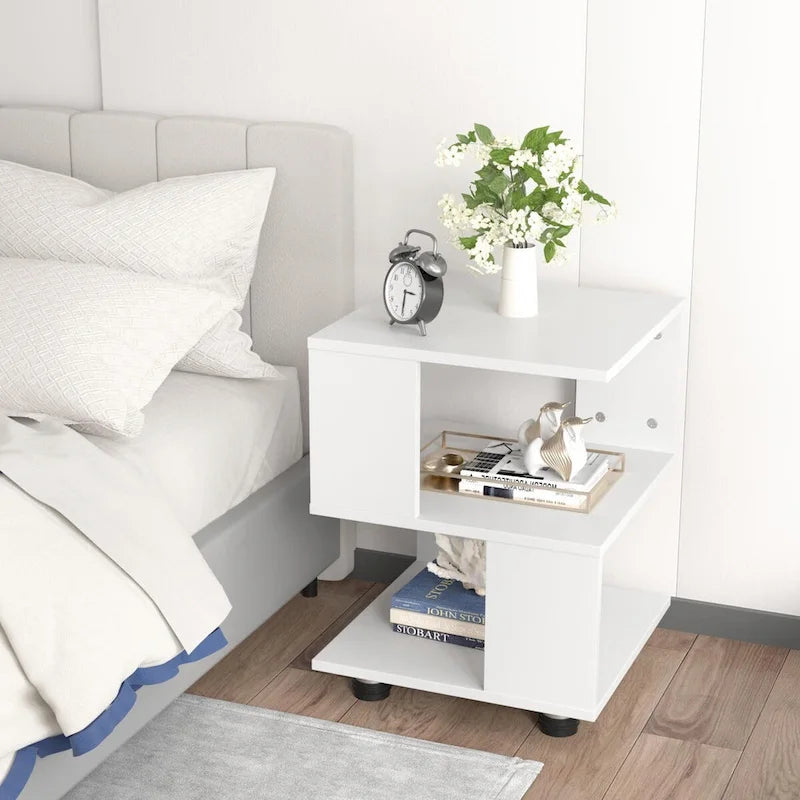 Comodini moderni a cubo magico a 2 ripiani con design a rettangolo cavo senza tempo