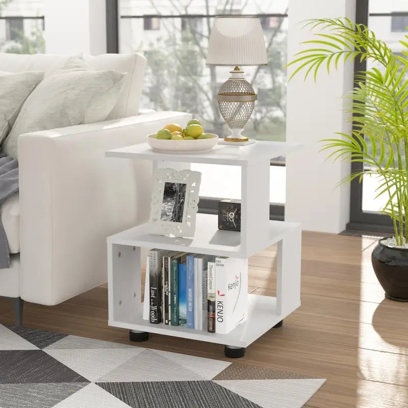 Comodini moderni a cubo magico a 2 ripiani con design a rettangolo cavo senza tempo