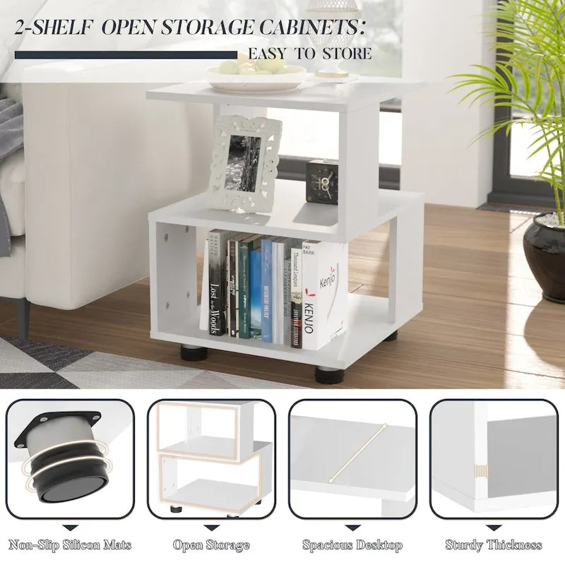Comodini moderni a cubo magico a 2 ripiani con design a rettangolo cavo senza tempo
