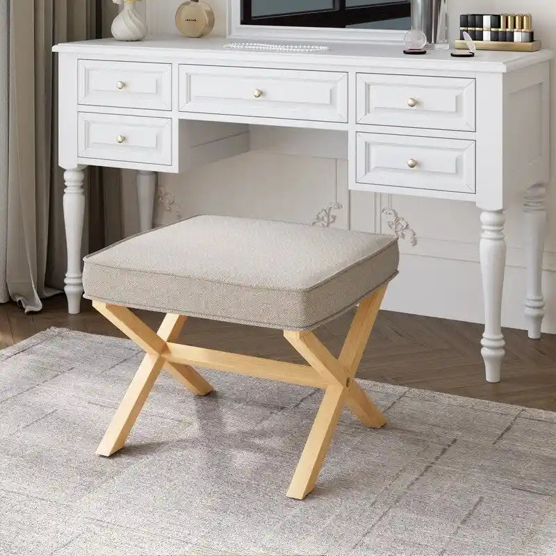 Sedia Pouf a X – Sedile d'Appoggio Imbottito, Stile Geometrico Moderno
