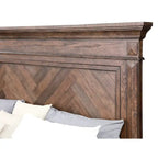 Letto Queen Size con Motivo a Parquet – Stile Tradizionale, Struttura in Legno Massello Marrone Spazzolato