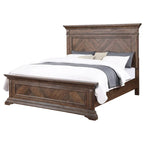 Letto Queen Size con Motivo a Parquet – Stile Tradizionale, Struttura in Legno Massello Marrone Spazzolato