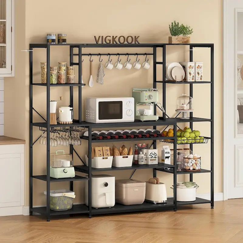 Scaffale per Panettieri Industriale con Caffetteria, Porta Bottiglie e Ripiani – Organizzatore da Cucina