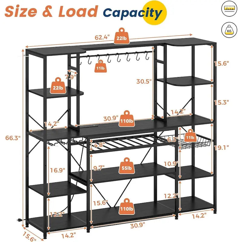 Scaffale per Panettieri Industriale con Caffetteria, Porta Bottiglie e Ripiani – Organizzatore da Cucina
