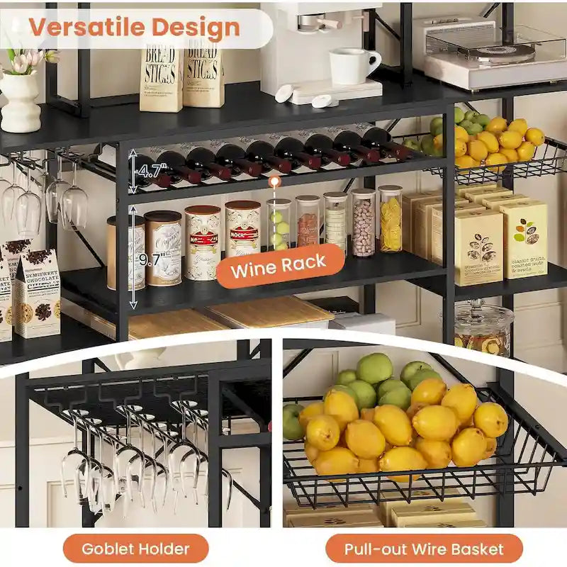 Scaffale per Panettieri Industriale con Caffetteria, Porta Bottiglie e Ripiani – Organizzatore da Cucina