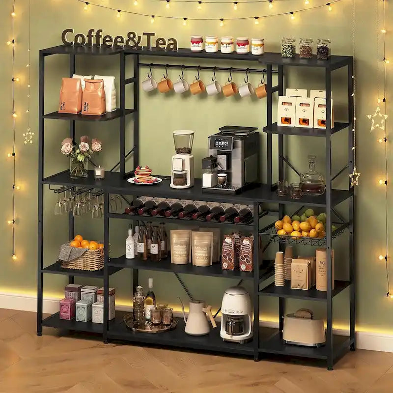 Scaffale per Panettieri Industriale con Caffetteria, Porta Bottiglie e Ripiani – Organizzatore da Cucina