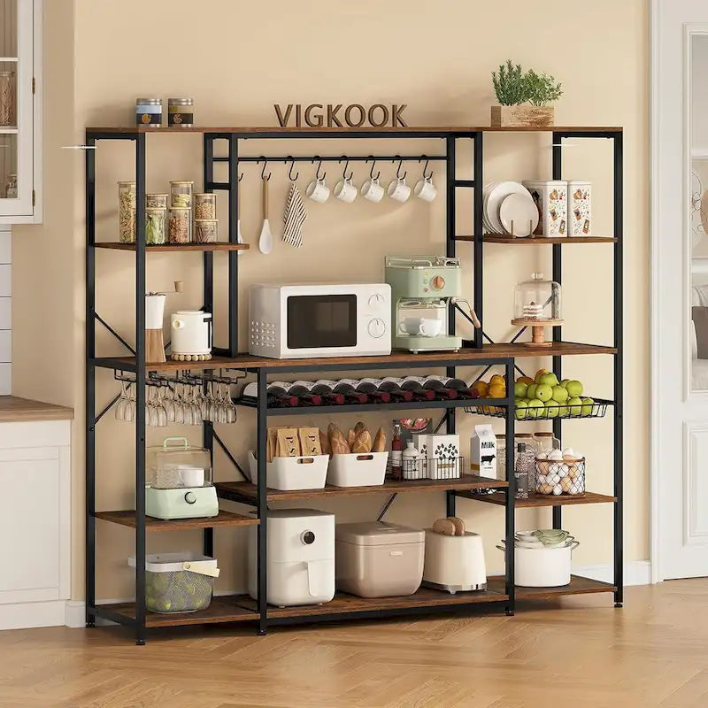 Scaffale per Panettieri Industriale con Caffetteria, Porta Bottiglie e Ripiani – Organizzatore da Cucina