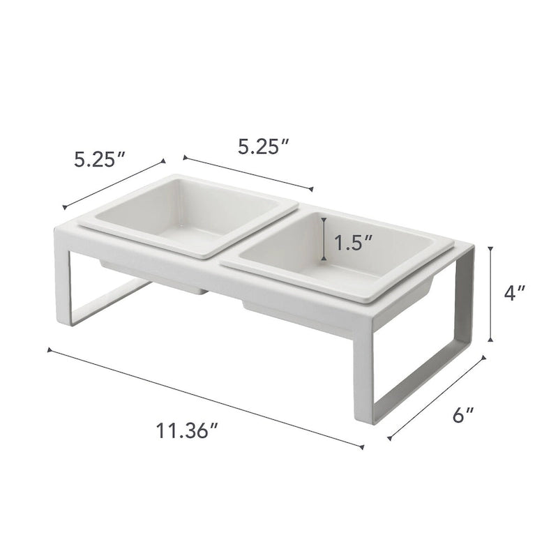 Set ciotole per animali domestici – Acciaio e ceramica, design alto, 1,25 tazze / 300 ml per ciotola