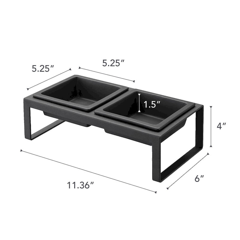 Set ciotole per animali domestici – Acciaio e ceramica, design alto, 1,25 tazze / 300 ml per ciotola