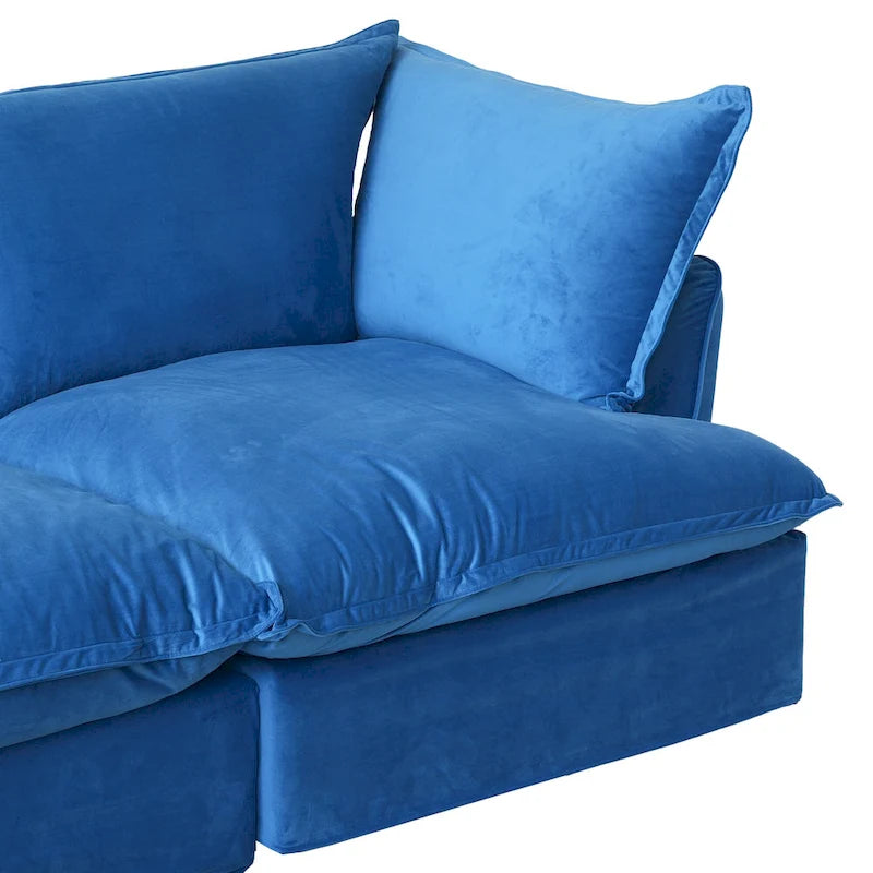Divano componibile a U per soggiorno, divano componibile convertibile, divano componibile modulare con pouf per soggiorno