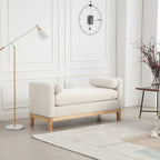 Panca imbottita con gambe in legno