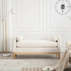 Panca imbottita con gambe in legno