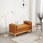 Panca imbottita con gambe in legno