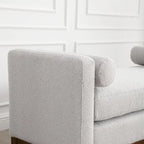 Panca imbottita con gambe in legno