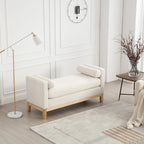 Panca imbottita con gambe in legno