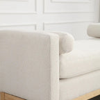 Panca imbottita con gambe in legno