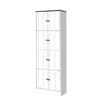 Mobile Contenitore Alto con 8 Ante e 4 Ripiani, Armadietto a Muro per Soggiorno, Cucina, Ufficio, Camera da Letto, Bagno