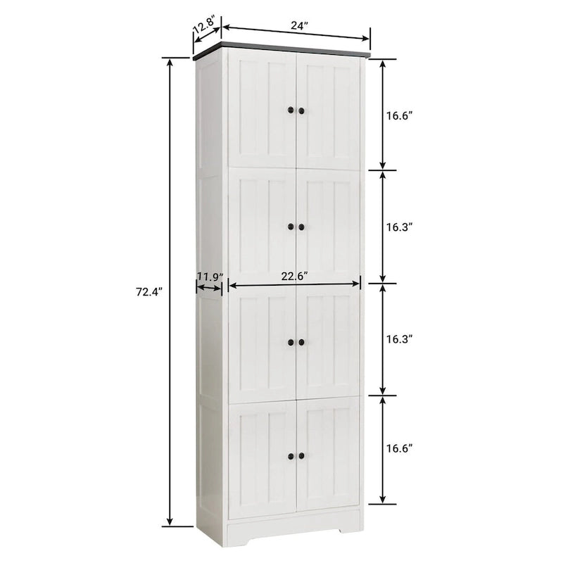 Mobile Contenitore Alto con 8 Ante e 4 Ripiani, Armadietto a Muro per Soggiorno, Cucina, Ufficio, Camera da Letto, Bagno