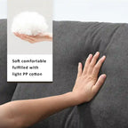 Divano componibile a L moderno a 4 posti, con 2 cuscini omaggio, pouf convertibile