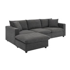Divano componibile a L moderno a 4 posti, con 2 cuscini omaggio, pouf convertibile