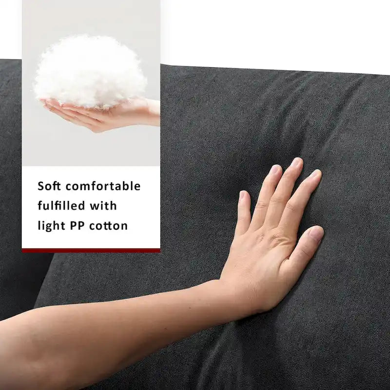 Divano componibile a L moderno a 4 posti, con 2 cuscini omaggio, pouf convertibile