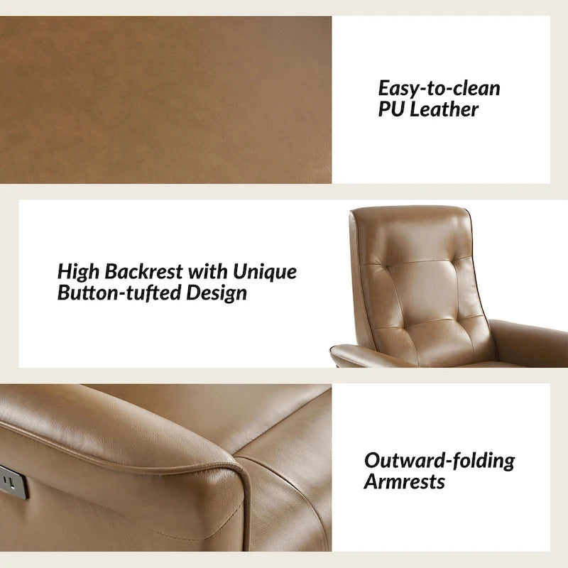 Poltrona Reclinabile Girevole Elettrica Moderna in Similpelle con Porte USB – Set di 2 Poltrone da Salotto