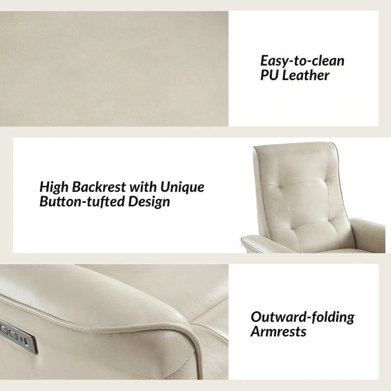 Poltrona Reclinabile Girevole Elettrica Moderna in Similpelle con Porte USB – Set di 2 Poltrone da Salotto