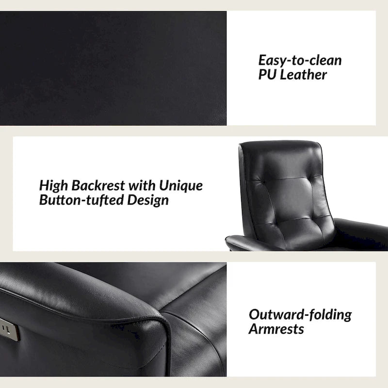 Poltrona Reclinabile Girevole Elettrica Moderna in Similpelle con Porte USB – Set di 2 Poltrone da Salotto