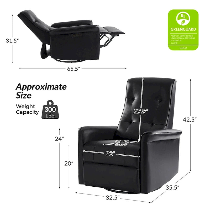 Poltrona Reclinabile Girevole Elettrica Moderna in Similpelle con Porte USB – Set di 2 Poltrone da Salotto