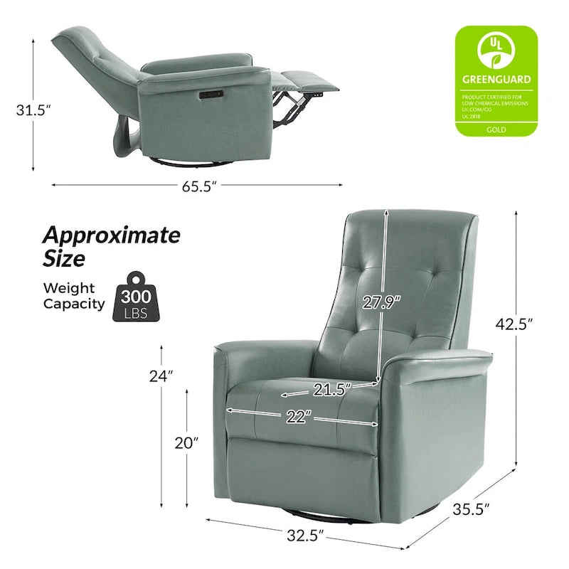 Poltrona Reclinabile Girevole Elettrica Moderna in Similpelle con Porte USB – Set di 2 Poltrone da Salotto