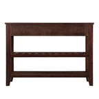 Tavolo da Divano Console con 2 Cassetti e 2 Ripiani, Credenza Madia Laterale in Legno Massello Stile Mid-Century 42