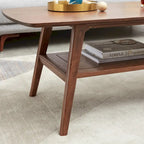 Tavolino da salotto 100% Legno massello di Rovere Piano d'appoggio Scrivania Tavolino da caffè L100 x P50 x H44, Facile da montare Legno con ripiano portaoggetti