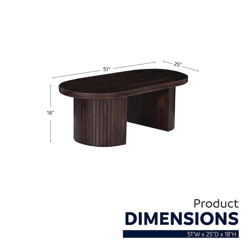 Tavolino ovale 51" – Legno Marrone, Tavolo centrale moderno per soggiorno