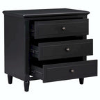 Comodino a 3 cassetti in legno