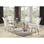 Tavolo da pranzo rettangolare con doppia base a tulipano – Finitura Argento, Stile Modern Glam