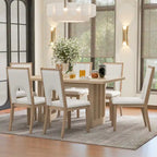 Set tavolo da pranzo per 6 persone, tavolo da pranzo rettangolare in stile rustico e 6 sedie imbottite, ideale per la sala da pranzo