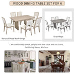 Set tavolo da pranzo per 6 persone, tavolo da pranzo rettangolare in stile rustico e 6 sedie imbottite, ideale per la sala da pranzo