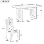 Set tavolo da pranzo per 6 persone, tavolo da pranzo rettangolare in stile rustico e 6 sedie imbottite, ideale per la sala da pranzo