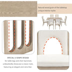 Set tavolo da pranzo per 6 persone, tavolo da pranzo rettangolare in stile rustico e 6 sedie imbottite, ideale per la sala da pranzo