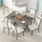 Set tavolo da pranzo per 6 persone, tavolo da pranzo rettangolare in stile rustico e 6 sedie imbottite, ideale per la sala da pranzo