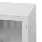 Organizzatore di stoccaggio per mobile da bagno moderno con 2 ante in vetro e ripiano regolabile, Bianco