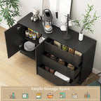 Mobile credenza buffet, Credenza da cucina moderna con cassetti e ante, Grande mobile bar con ripiani regolabili