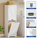 Mobiletto portabiancheria a ribalta da 134 cm – Mobile bagno con ripiani regolabili e cesto