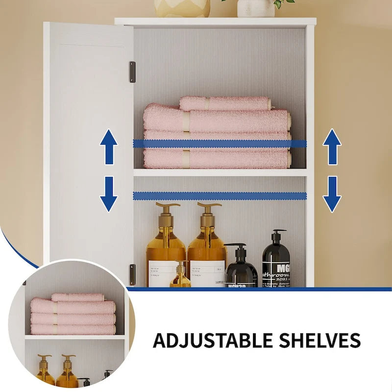 Mobiletto portabiancheria a ribalta da 134 cm – Mobile bagno con ripiani regolabili e cesto