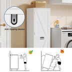 Mobiletto portabiancheria a ribalta da 134 cm – Mobile bagno con ripiani regolabili e cesto