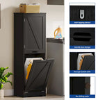 Mobiletto portabiancheria a ribalta da 134 cm – Mobile bagno con ripiani regolabili e cesto