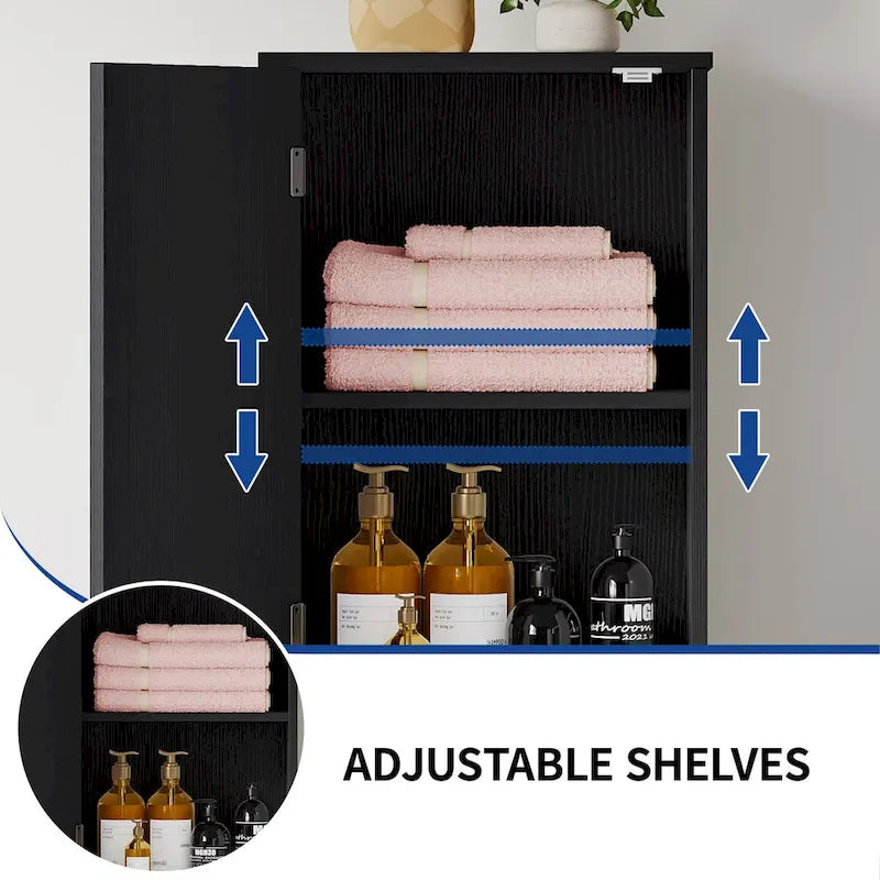 Mobiletto portabiancheria a ribalta da 134 cm – Mobile bagno con ripiani regolabili e cesto