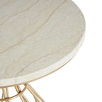 Tavolino da salotto con struttura dorata a forma di fiore e ripiano in marmo crema – Arredamento glamour per soggiorno
